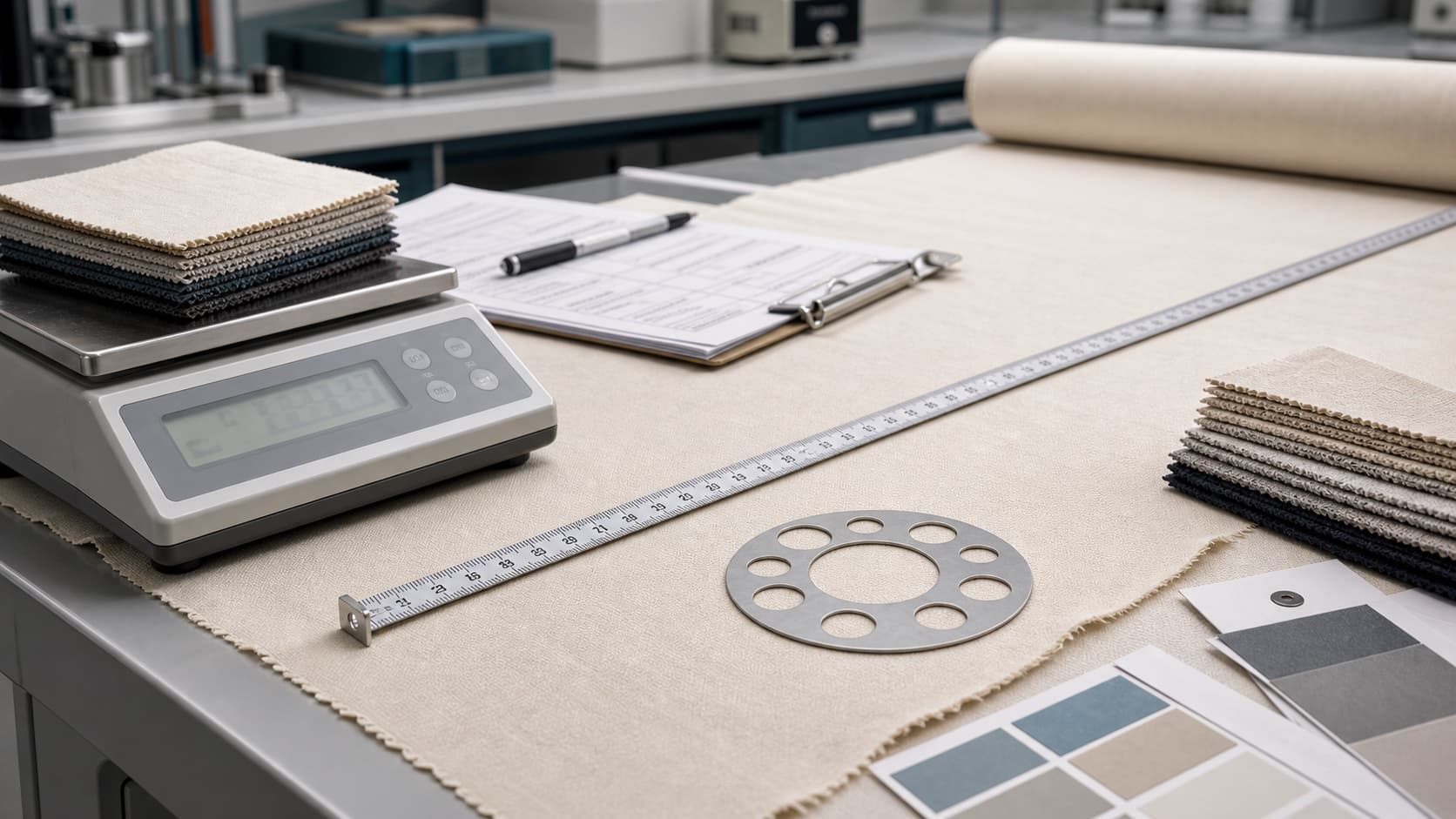 Fabric specification tools for GSM, width, MOQ and bulk order planning